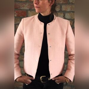 Sandro Paris Coral Pink Textured Snap Button Bolero Jacket Size 36 US 4